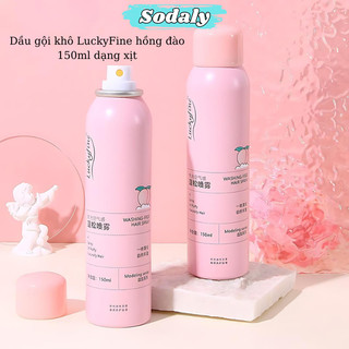 Dầu gội khô LuckyFine hồng đào 150ml dạng xịt an toàn không cần nước