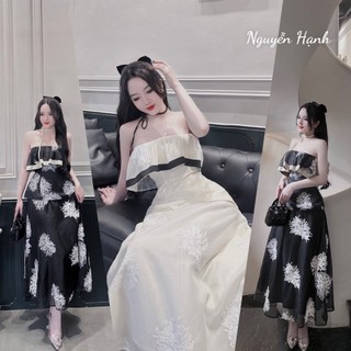 Set tơ hoa ren nổi phối lụa siêu xinh hàng thiết kế