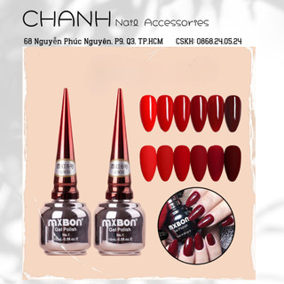 Set Sơn Gel Đỏ MXBON - Set Sơn Đỏ KHông Tím - Chuẩn Màu, Đặc, Bóng Bền