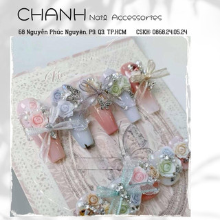 Hoa Sứ dán Móng,Hoa Nhí Gắn Móng  Màu Mix Size - Hoa 5 Cánh Gắn Móng Trang Trí