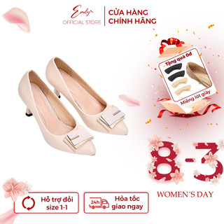 Giày Cao Gót Nữ Emily Giày Mũi Nhọn Da Mềm, Đính Đá Cao 5P, 7P Xinh Xắn Gót Nhọn - EKN3M