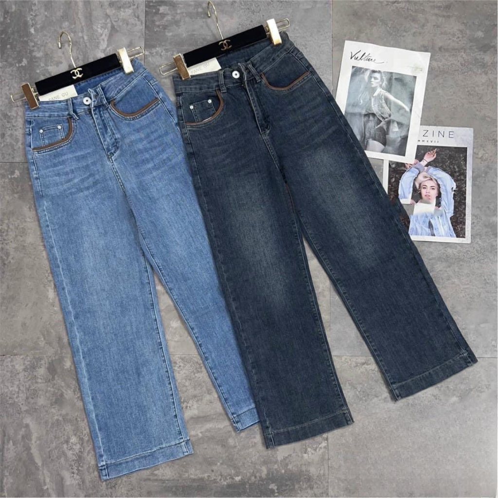 Quần Jean Bigsize Nữ Tú Mỡ Quần Jean Bigsize Thiết Kế Trẻ Trung Quần Jean Viền Túi Đủ size 50-80KG QJ0036