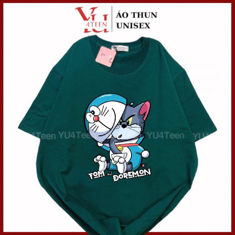 Áo Thun PHÔNG NAM NỮ UNISEX IN MÈO DORAEMON TOM JERRY (Đủ size M-L-XL-XXL)