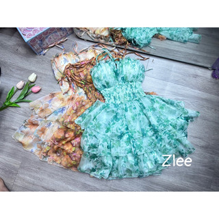 Váy tơ 2 dây chun eo 3 tầng - V007