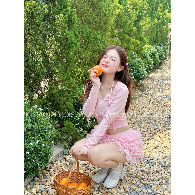 [HAN’S STORE ]SET ÁO LEN CHÂN VÁY TẦNG  (ẢNH THẬT)