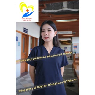 Bộ Scrubs Vải cotton hàn - nhiều màu -bác sĩ, blouse cổ tim, đồng phục điều dưỡng, spa, thẩm mỹ viện, dược sĩ .