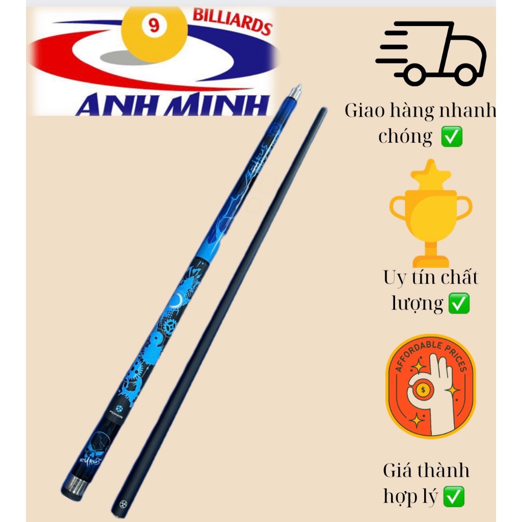 Set cơ bida lỗ pool phủ Carbon xanh biển POINOS