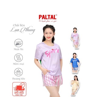 Bộ Đồ Ngủ Pijama Lụa Nhung Paltal Cao Cấp Tay Ngắn Quần Ngắn 2101