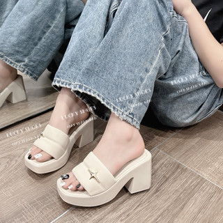 Dép xuồng bản quai ngang gắn khoá da mềm cao 7 phân (D0031)