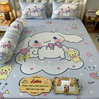 mẫu Cinamorol. Bộ ga giường thun Latico siêu lạnh Lụa (áo ôm khoá kéo)