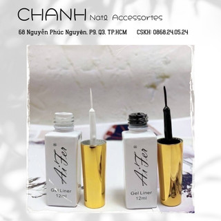 Gel Cọ Nét Vẽ Móng Kẻ Nét Nail AIFER chai 15ml, gel Lẻ Trắng Đen Nhũ Vàng Bạc lẻ Màu Kẻ Nét vẽ Móng