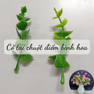 Cỏ điểm cắm điểm hoa handmade, lá nhựa xanh, cỏ tai chuột cắm điểm S0231