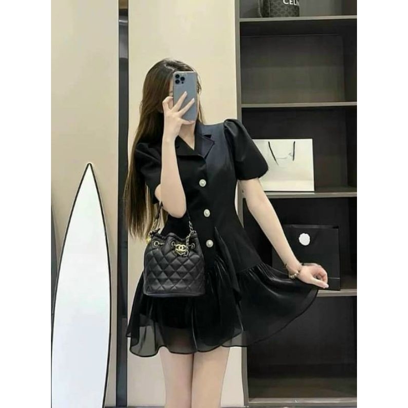 ĐÂM CỔ VEST CÀI NÚT PHỐI LAI BÈO VOAN MÀU Y HÌNH