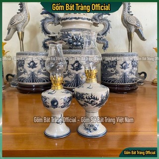 Đèn dầu gốm sứ bát tràng men rạn, đèn dầu thắp ban thờ, đèn dầu châm hương