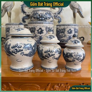 Choé thờ men rạn Bát Tràng loại I, Hũ đựng muối gạo nước thờ cúng chất liệu gốm sứ Bát Tràng