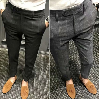  Quân Tây Dài Sọc Kẻ Phong Cách Hàn Quốc Dáng Slim Fit  | Quần Âu Dài Ống Ôm Màu Xám | Quần Tây Dài Phong cách Hàn Quốc 