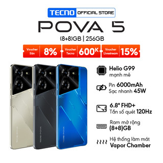 Điện thoại Tecno POVA 5 (8+8)/256GB - MediaTek G99 - Sạc nhanh 45W - 6.8'' FHD+120HZ