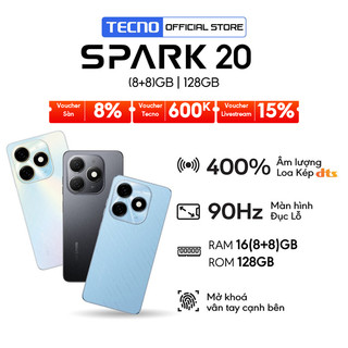 Điện thoại Tecno SPARK 20 (8+8)GB/128GB - Helio G85 | 5000 mAh | Sạc nhanh 18W