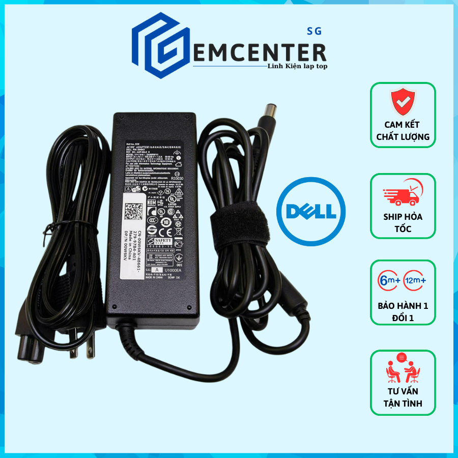 Sạc Laptop Dell Chân To, Chân Nhỏ 19.5V - 3.34A/4.62A 65Wh/90Wh - BH 12 THÁNG - LỖI ĐỔI MỚI