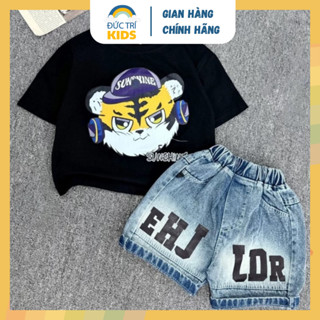 Bộ quần áo set đồ bé trai 2-8 tuổi (9-24kg) áo thun cộc tay, quần short Jean thời trang cá tính TIGER | ĐỨC TRÍ KIDS
