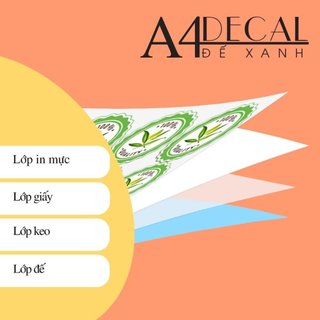 DECAL GIẤY ĐẾ XANH A4- Xấp 100 tờ