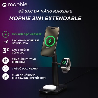Đế sạc đa năng Magsafe mophie 3in1 extendable - 401311349 - Hàng chính hãng