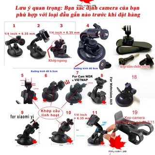Giá đỡ camera gắn kính ô tô, đế camera hành trình ô tô dùng cho camera hành trình Xiaomi Yi, GoPro, Sjcam, thiết bị GP