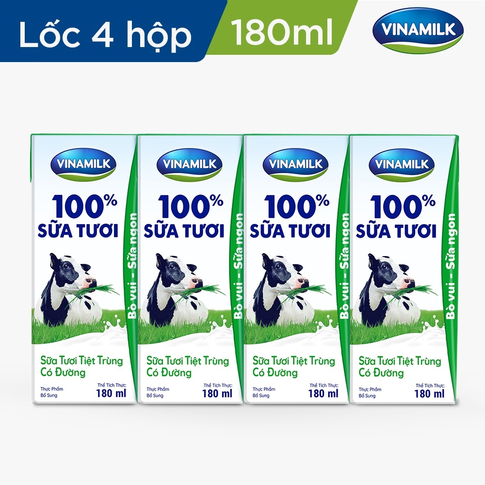 COMBO 3 THÙNG_ Thùng 48 Hộp Sữa tươi tiệt trùng Vinamilk 100% Có đường 180ml