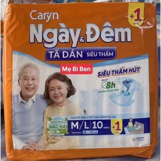 Tã/Bỉm Dán người lớn siêu thấm Caryn Ngày và Đêm M/L10 miếng hương bạc hà