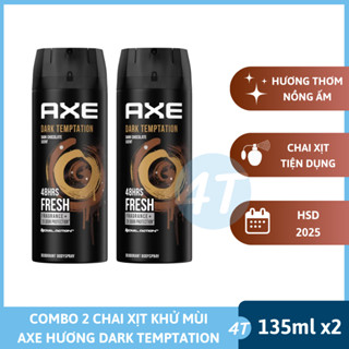 Combo 2 chai xịt khử mùi Axe Dark Temptation - Xịt ngăn mùi nước hoa body mist toàn thân kháng khuẩn giảm mồ hôi nách