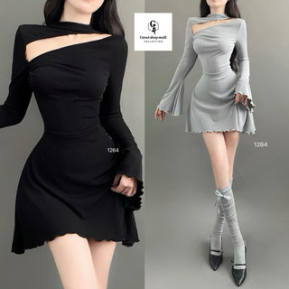 Đầm xẻ ngực cổ cao tay loa tăm trung kèm quần  K4225 ( hình thật shop chụp ) - CAROTSHOP