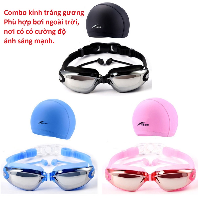 Kính bơi nam nữ kèm mũ bơi, chống tia UV chống sương mù | BigBuy360 - bigbuy360.vn