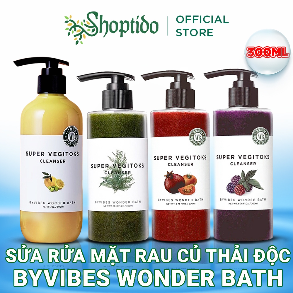 Sữa rửa mặt rau củ thải độc tẩy trang 3in1 dưỡng da Byvibes Wonder Bath Hàn Quốc 300 ml NPP Shoptido