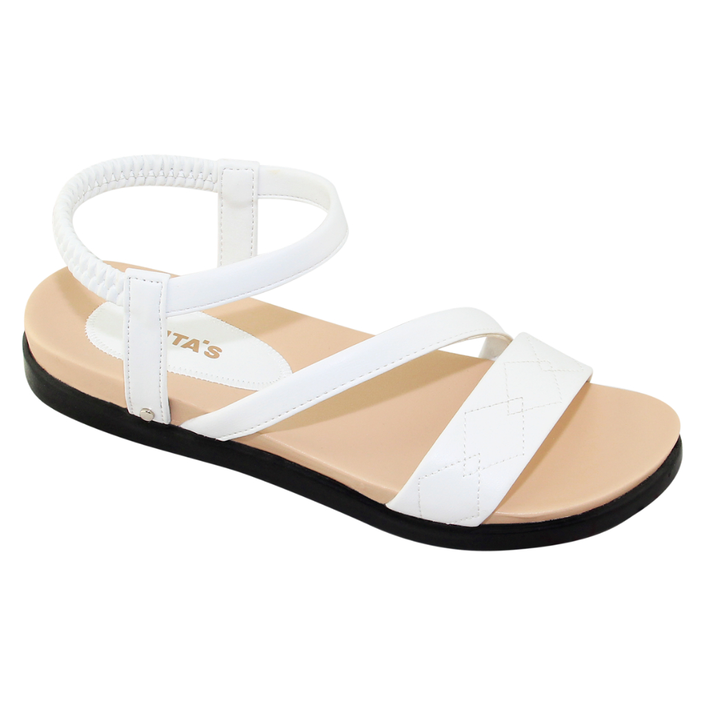 Sandal đế bằng nữ Bita's SYN.286 (Trắng + Đen + Kem)