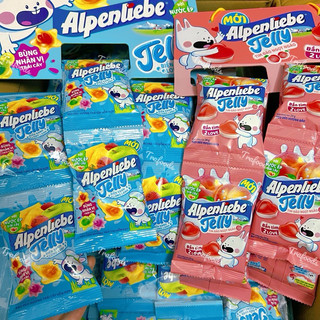 Bịch 24 gói kẹo dẻo alpenliebe jelly nhân trái cây biển xanh/đào tim gói 24g