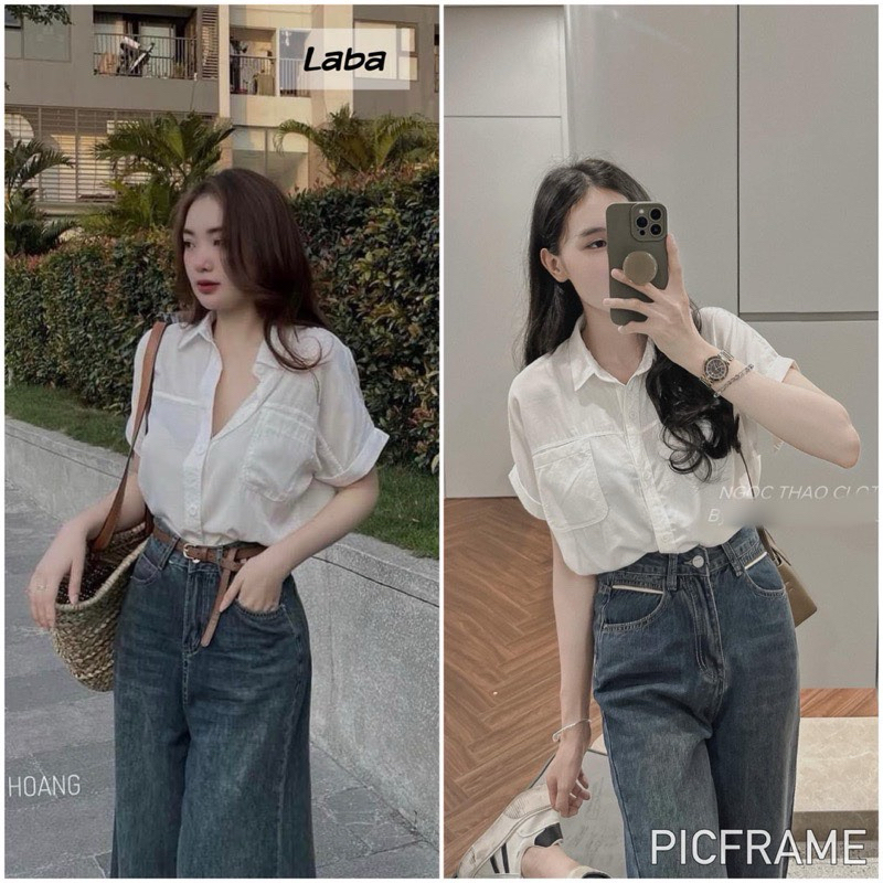 ÁO SƠ MI TRẮNG GU TAY DƠI TÚI TRƯỚC
