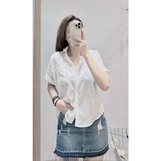 ÁO SƠ MI TRẮNG GU TAY DƠI TÚI TRƯỚC