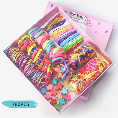 Bộ trang sức trẻ em kẹp tóc công chúa kết hợp dây buộc tóc cho bé hộp quà tặng bé phong phong cách Hàn Quốc