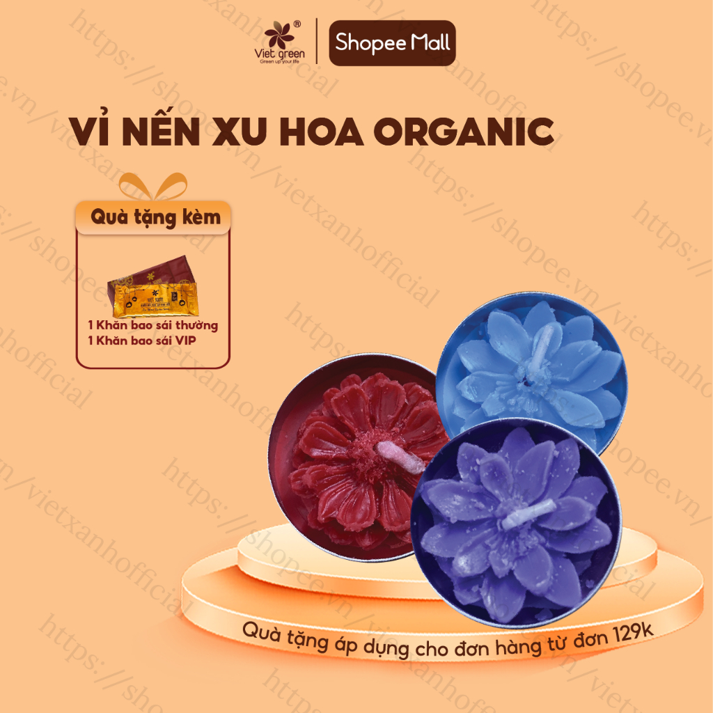 Nến Hoa Tealight VIỆT XANH Nến Bơ Viên Tròn Đốt 4 Giờ Xông Tinh Dầu Đủ Màu Không Khói Không Mùi