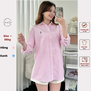 Áo sơ mi kẻ mặc đôi nam nữ unisex form rộng thêu chữ S Spring Somike3071/P4K4