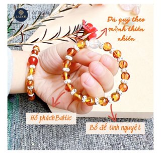 Vòng tay Hổ Phách cho Bé mix Bồ Đề Tinh Nguyệt và Đá phong thủy tự nhiên theo mệnh cho mẹ và bé Lador