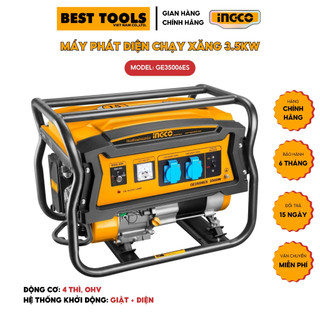 Máy phát điện dùng cho hộ gia đình chạy xăng 3.5kva ingco ge35006es 100% dây đồng động cơ 4 thì tích hợp đề điện