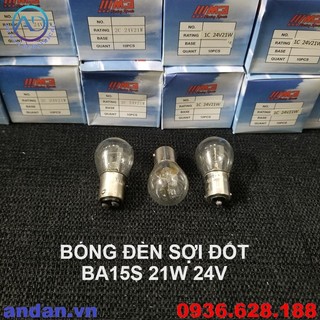 Bóng đèn sợi đốt ba15s 21w 24v, bóng đèn hậu 1 tóc 24v 21w ba15s