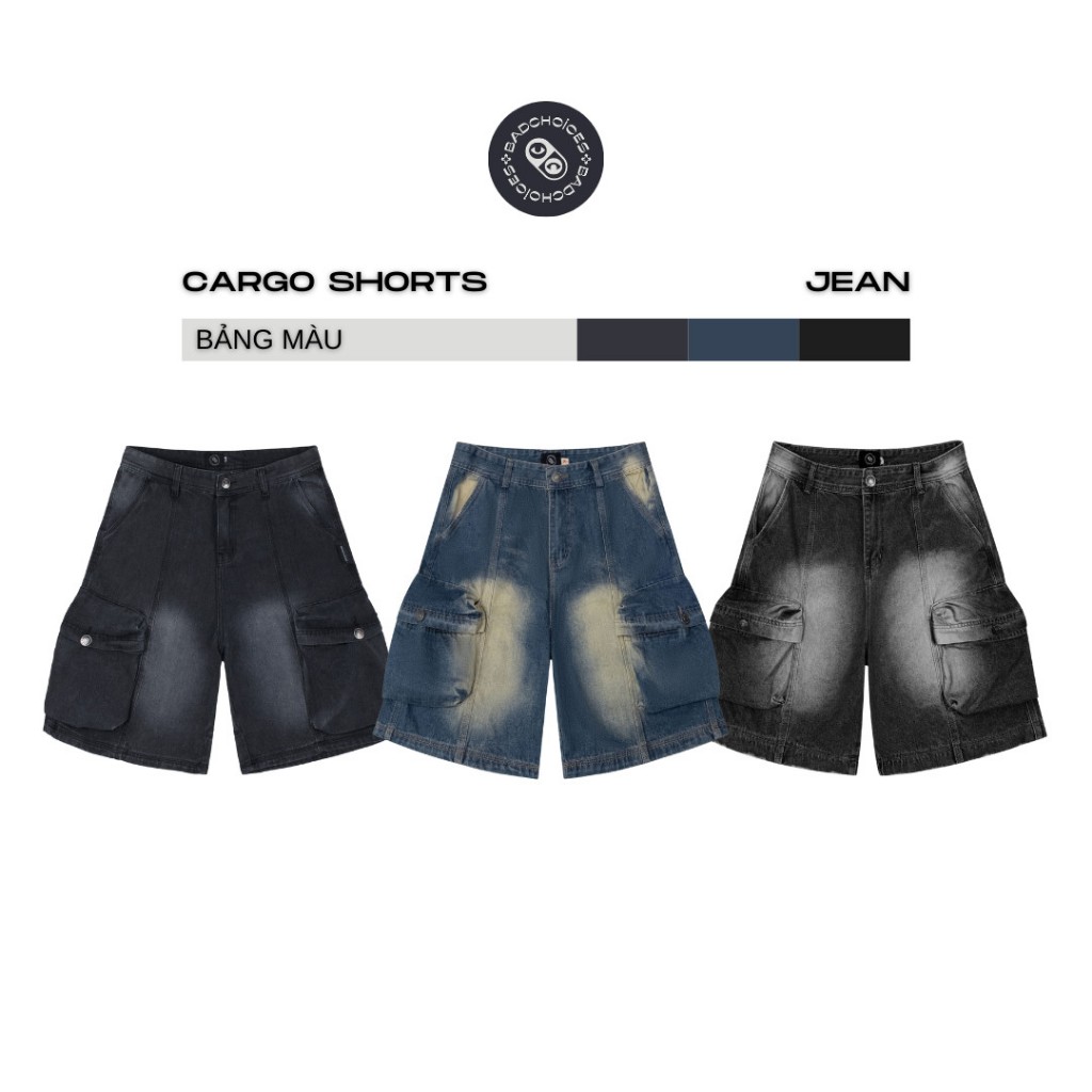 Bad Choices | Quần Shorts Jean túi hộp WASH màu form Unisex