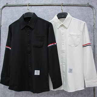 Hot Áo Sơ Mi Nam Dài Tay boy phố Cao Cấp Kẻ Sọc Phong Cách thom browne Áo SƠ MI nam dài tay cổ bẻ vải cotton lụa thái