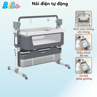 Nôi điện tự động kèm màn có thể ghép liền giường bố mẹ, nôi điện thông minh nâng hạ độ cao - MK035