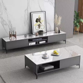  Bàn trà đạo kệ tivi mặt gỗ vân đá bàn chữ nhật kiểu Nhật bên ghế sofa decor phòng khách 