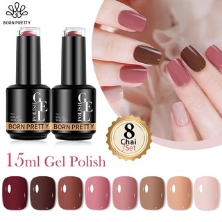 Born pretty sơn gel set 8 màu hồng nâu đỏ gel sơn móng tay làm nail 15ml sơn nail