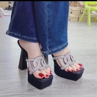  Giày nữ cao gót Ngọc Trinh Store đúp quai bảng xoắn chữ X cao 12 cm phiên bảng mới ra . DÉP SHOES 