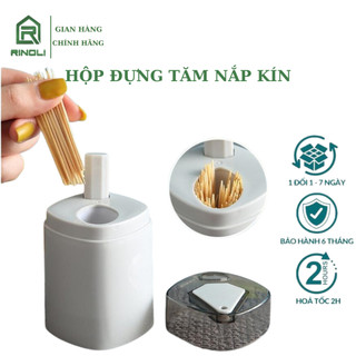 Hộp đựng tăm nắp kín - hủ tăm lúa mạch - lọ tăm có nút bấm -rinoli